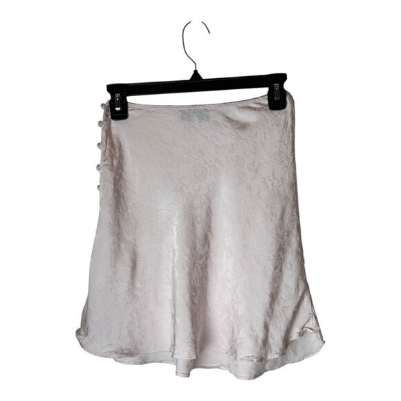 L'Academie Skirt Women XS Primrose Pink Satin Floral The Elsa Button Mini Slip - Picture 3 of 9